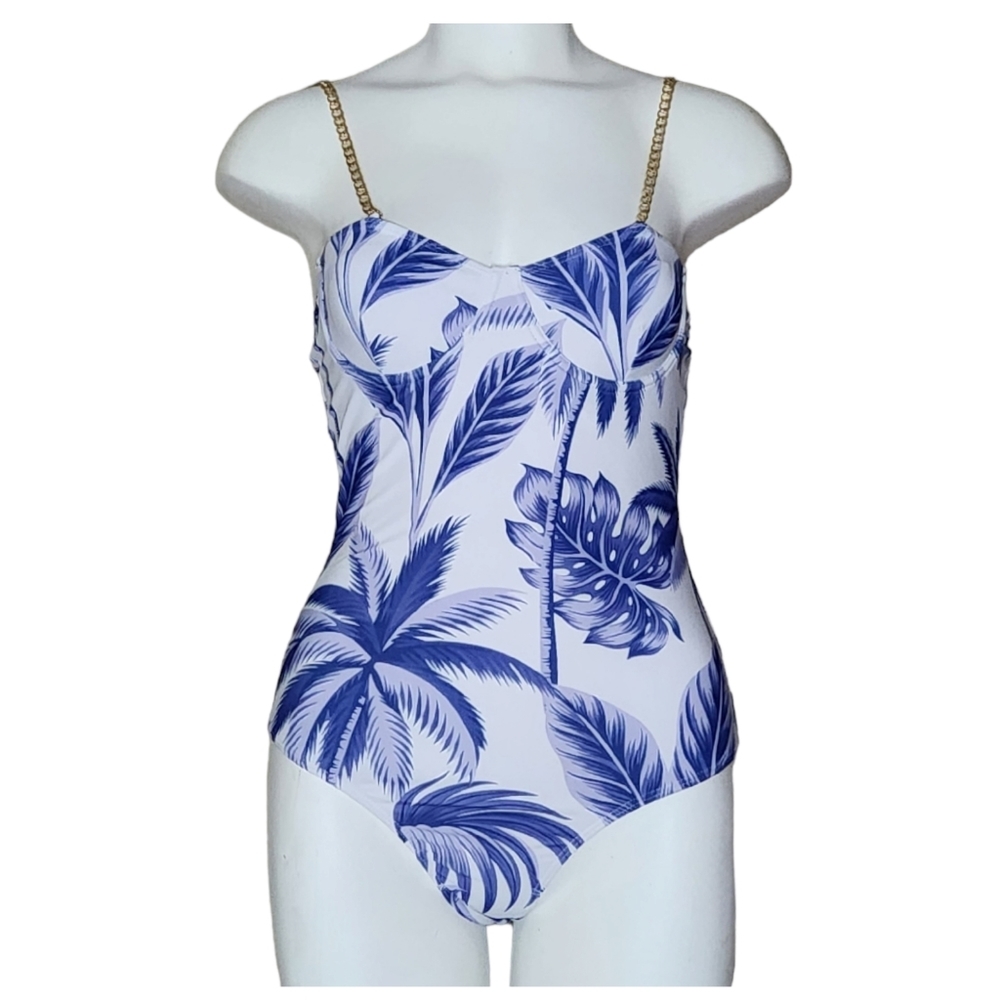 Shein Tropical Underwire Chain Strap Swimsuit - Size Small